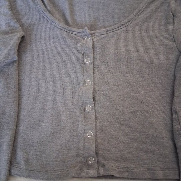 Aerie Women's Size Large Dark Heather Gray Let's Bounce Ribbed Cardigan - Picture 9 of 11